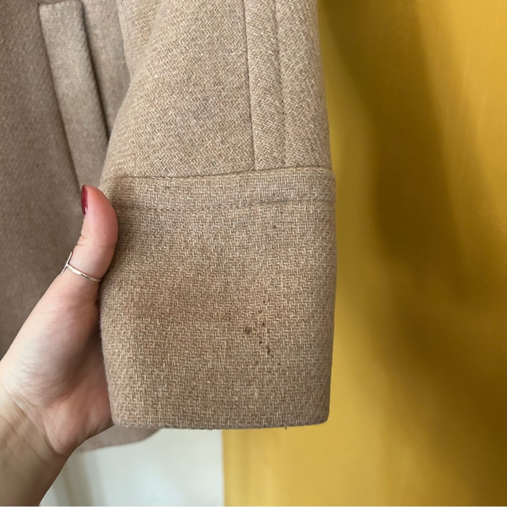 J. Crew Wool Stadium Cloth by Nello Gori Cocoon Coat Tan B2770 Minimalist Size 2 - Picture 5 of 8
